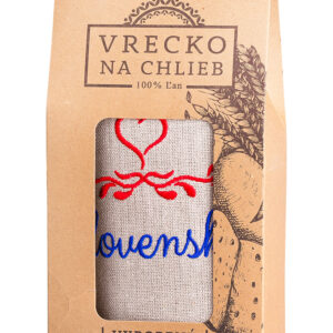 Vrecko na chlieb - ľanové výšivka srdce 45x25cm